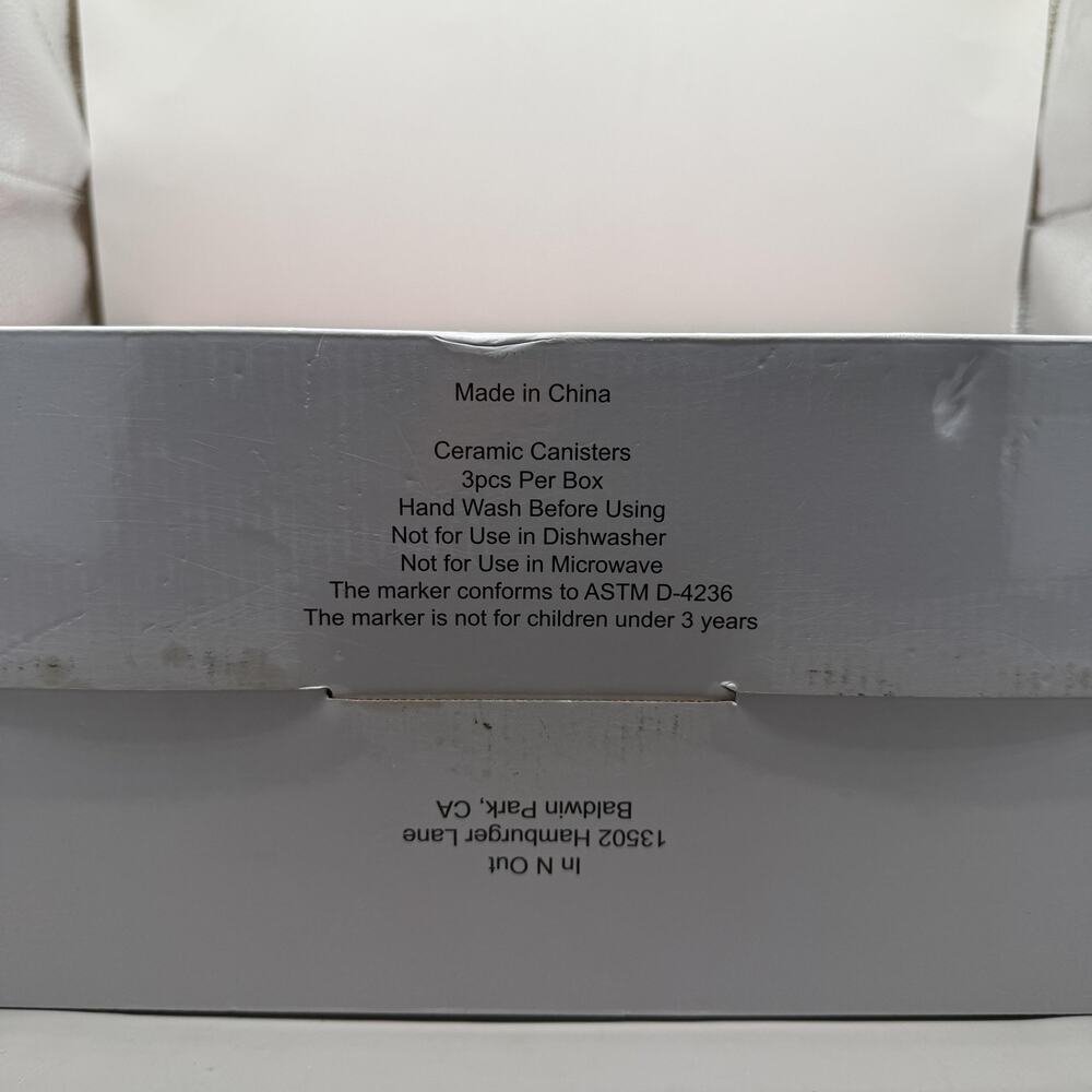 In-N-Out Burger Ceramic Canister Set Coffee Tea Sugar 3pc White Marker Kitchen - Picture 3 of 3